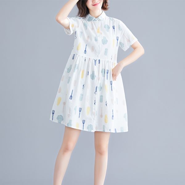 summer new boutique fashion women's literature and art large size o collar pure cartoon printing shirt short sleeve dress, White;black
summer new boutique fashion women's literature and art large size o collar pure cartoon printing shirt short sleeve dress, White;black