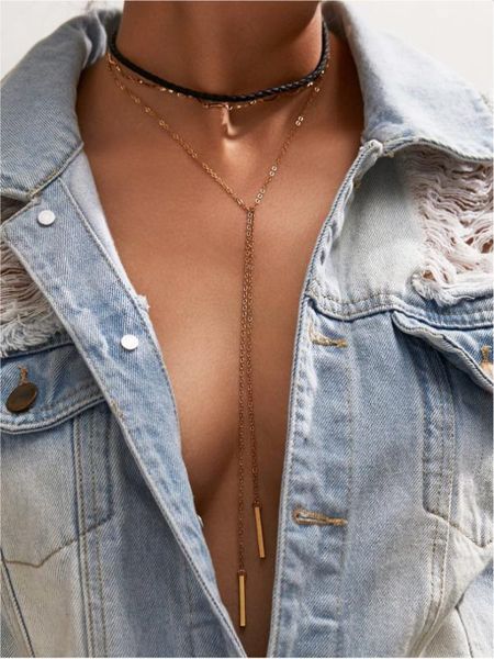 selling suede choker multistory necklace creative-handmade chain tassels necklace, Black
selling suede choker multistory necklace creative-handmade chain tassels necklace, Black