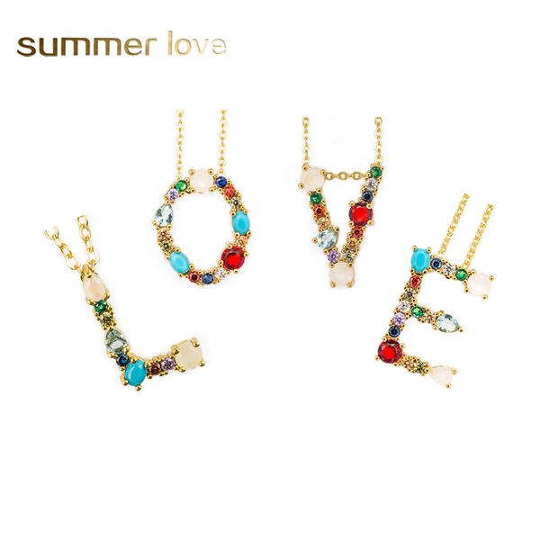 2019 a-z 26 intial letter pendant necklace colorful alphabet copper inlaid zircon necklace party jewelry gifts for women lover, Silver
2019 a-z 26 intial letter pendant necklace colorful alphabet copper inlaid zircon necklace party jewelry gifts for women lover, Silver