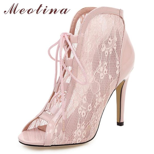 meotina summer boots women shoes cutout thin heels short boots lace up super high heel shoes female spring plus size 33-43, Black
meotina summer boots women shoes cutout thin heels short boots lace up super high heel shoes female spring plus size 33-43, Black