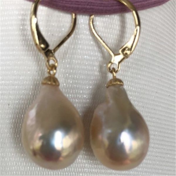 13-14mm pink baroque pearl earrings hook party mesmerizing luxury flawless natural cultured real earbob jewelry dangler, Silver
13-14mm pink baroque pearl earrings hook party mesmerizing luxury flawless natural cultured real earbob jewelry dangler, Silver
