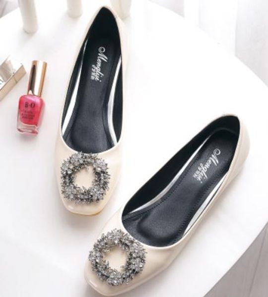 2019 water drill women's shoes in spring and autumn with new style flat bottom square head shallow mouth, Black
2019 water drill women's shoes in spring and autumn with new style flat bottom square head shallow mouth, Black