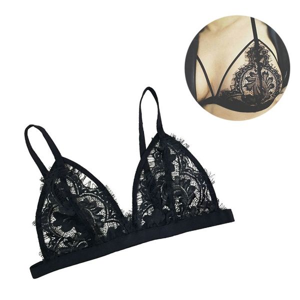 summer solid women floral sheer lace triangle non padded bra crop black bra sale, Black;white
summer solid women floral sheer lace triangle non padded bra crop black bra sale, Black;white