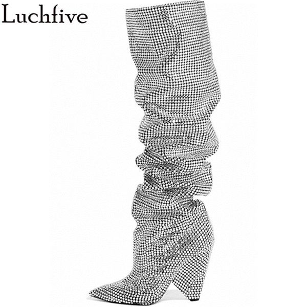 luchfive crystal genuine leather knee high boots for women bling bling spring winter pointed toe office party boots, Black
luchfive crystal genuine leather knee high boots for women bling bling spring winter pointed toe office party boots, Black