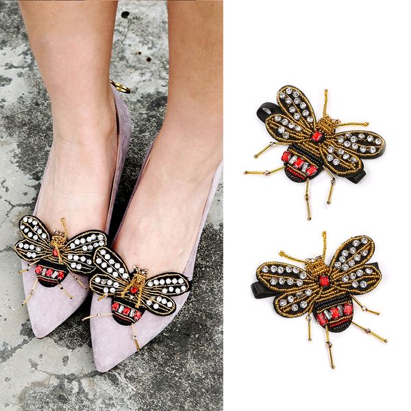 2pcs fashion diy designer handmade luxury rhinestone bow bee shoe straps band shoe flower accessories shoes decoration for lady women, Silver 
2pcs fashion diy designer handmade luxury rhinestone bow bee shoe straps band shoe flower accessories shoes decoration for lady women, Silver