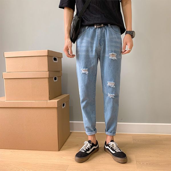 new spring autumn 2020 fashion casual denim jeans men's hole beggar harlan wild light-colored slim ankle length pants men, Blue
new spring autumn 2020 fashion casual denim jeans men's hole beggar harlan wild light-colored slim ankle length pants men, Blue