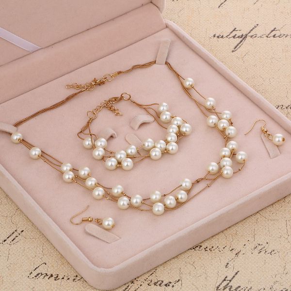 vintage retro simulated pearl bridal jewelry sets 2019 trendy imitation pearl double layer necklace bracelets sets for wedding, Silver
vintage retro simulated pearl bridal jewelry sets 2019 trendy imitation pearl double layer necklace bracelets sets for wedding, Silver