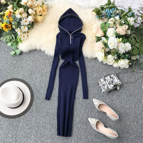 elegant hooded long knit dress 2019 autumn winter women knitted sweater dress long sleeve casual bodycon zipper maxi dresses, Black;gray
elegant hooded long knit dress 2019 autumn winter women knitted sweater dress long sleeve casual bodycon zipper maxi dresses, Black;gray