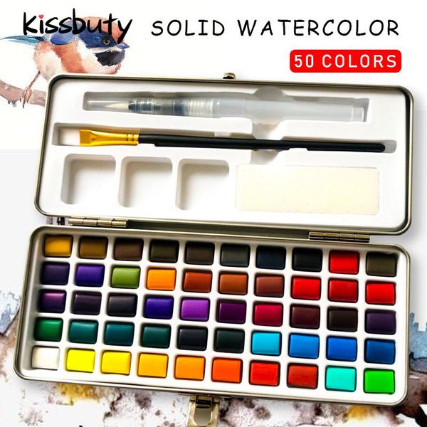 50 color solid watercolor paint set portable metal box watercolor pigment for beginner drawing supplies stationery
50 color solid watercolor paint set portable metal box watercolor pigment for beginner drawing supplies stationery