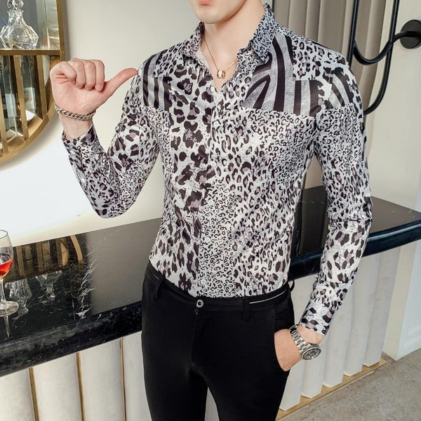 flower shirt luxury leopard print shirt men long sleeve dj singer camisa homem prom camisa masculina party club men, White;black
flower shirt luxury leopard print shirt men long sleeve dj singer camisa homem prom camisa masculina party club men, White;black