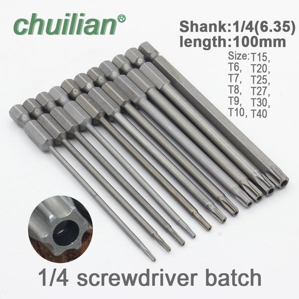 1pc 100mm long t6-t40 magnetic torx screwdriver bits set electric screwdriver head t6,t7,t8,t9, t10,t15,t20,t25,t27, t30,t40
1pc 100mm long t6-t40 magnetic torx screwdriver bits set electric screwdriver head t6,t7,t8,t9, t10,t15,t20,t25,t27, t30,t40