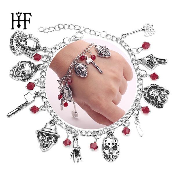 dropshipping 1pcs a chucky face stephen kings it penny wise jason hockey horror charm bracelet with axe sword beads accessories, Golden;silver
dropshipping 1pcs a chucky face stephen kings it penny wise jason hockey horror charm bracelet with axe sword beads accessories, Golden;silver