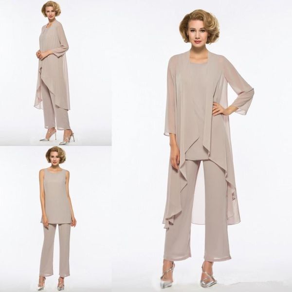champagne Mother Of The Bride Pant Suit 3 Piece Chiffon for Beach Wedding Dress Mother's Dress Long Sleeves Cheap ladies Formal Gown
champagne Mother Of The Bride Pant Suit 3 Piece Chiffon for Beach Wedding Dress Mother's Dress Long Sleeves Cheap ladies Formal Gown