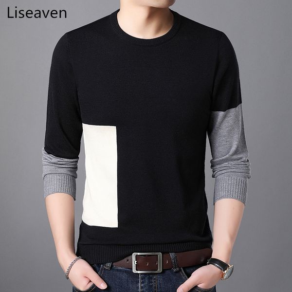 liseaven mens pullover sweater patchwork pullovers o-neck cashmere sweaters men's clothing, White;black
liseaven mens pullover sweater patchwork pullovers o-neck cashmere sweaters men's clothing, White;black