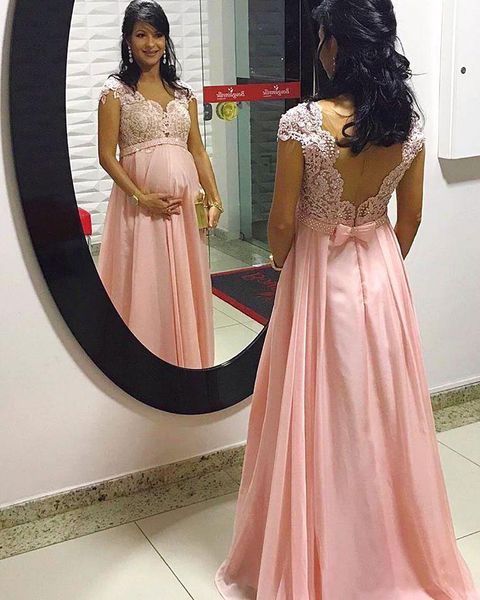 maternity lace beaded arabic evening dresses with cap sleeves pink chiffon sheer back prom dresses elegant formal party pregnant gowns, Black;red
maternity lace beaded arabic evening dresses with cap sleeves pink chiffon sheer back prom dresses elegant formal party pregnant gowns, Black;red