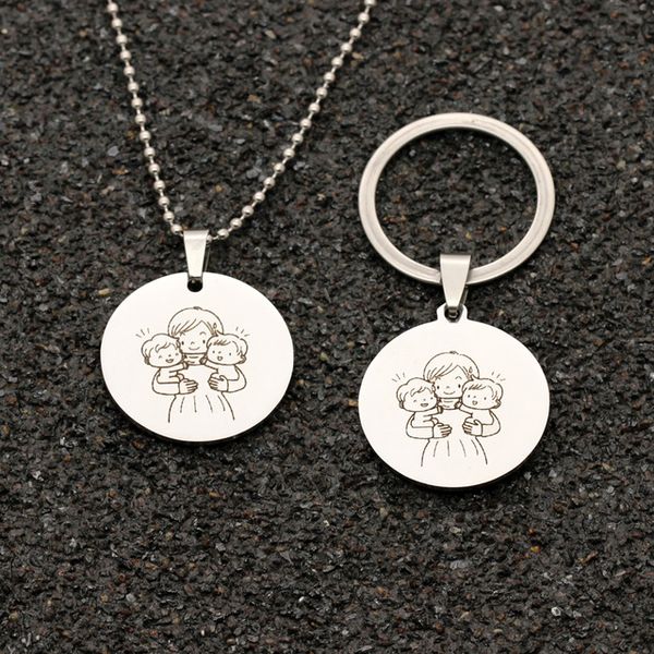 Embracing Two Babies Round Stamped Pendant Necklace Keychain Mom MUM Mother Jewelry Gift
Embracing Two Babies Round Stamped Pendant Necklace Keychain Mom MUM Mother Jewelry Gift