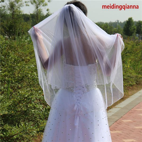 new fashion elegant white ivory champagne black wrist length two layer alloy comb beaded edge wedding veil meidingqianna brand
new fashion elegant white ivory champagne black wrist length two layer alloy comb beaded edge wedding veil meidingqianna brand