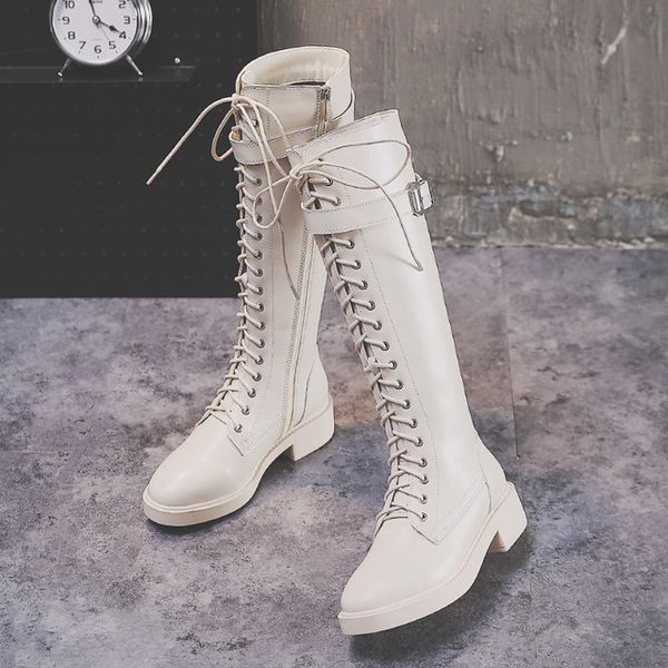 new european and american lace zipper boots with flat bottom but knee knight boots in autumn and winter of 2019, Black
new european and american lace zipper boots with flat bottom but knee knight boots in autumn and winter of 2019, Black