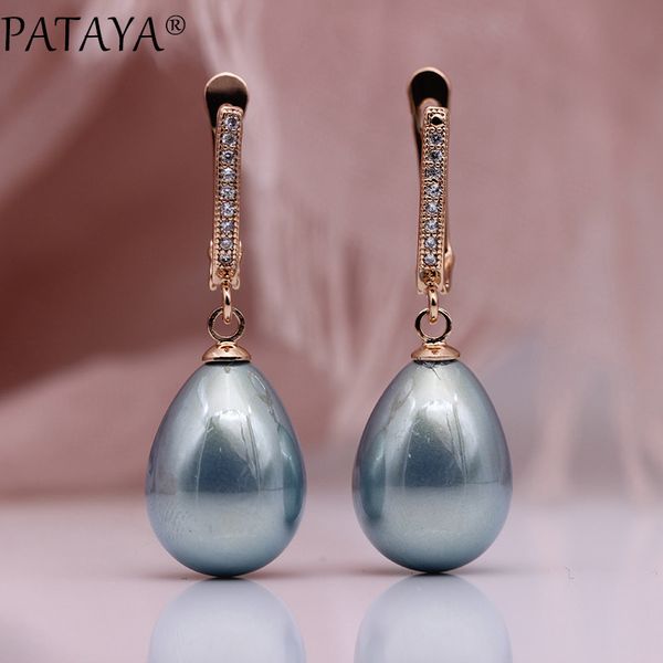pataya new 328 anniversary 585 rose gold water drop shell pearls long earrings white natural zircon women simple fashion jewelry, Silver
pataya new 328 anniversary 585 rose gold water drop shell pearls long earrings white natural zircon women simple fashion jewelry, Silver