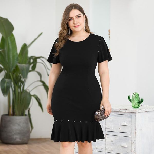 plus size black women dress mermaid short sleeve o-neck beaded draped bodycon dress elegant ladies party sukienki 2020, Black;gray
plus size black women dress mermaid short sleeve o-neck beaded draped bodycon dress elegant ladies party sukienki 2020, Black;gray