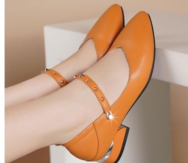 2019 women's shoes in spring and autumn with new style middle heel coarse heel pointed end rivet #44, Black
2019 women's shoes in spring and autumn with new style middle heel coarse heel pointed end rivet #44, Black