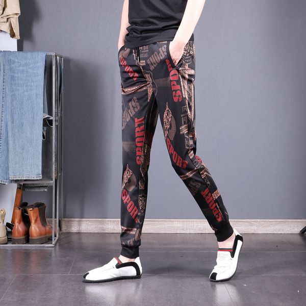 summer thin pants male korean printing slim casual pants trend of young men spend male personality thin section harem, Black
summer thin pants male korean printing slim casual pants trend of young men spend male personality thin section harem, Black
