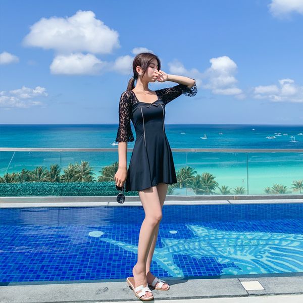 women's swimwear one piece bikinis female 2019 swimsuit bathing suits new long sleeve lace sun protection black solid, White;black
women's swimwear one piece bikinis female 2019 swimsuit bathing suits new long sleeve lace sun protection black solid, White;black