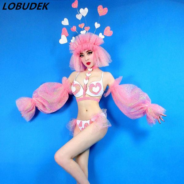 lady jazz ds costume bar nightclub dj singer pink heart bikini headgear set rave birthday party show dance team stage wear, Black;red
lady jazz ds costume bar nightclub dj singer pink heart bikini headgear set rave birthday party show dance team stage wear, Black;red