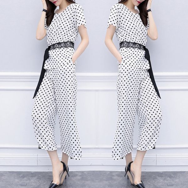 plus size 4xl goddess 2 piece set women polka dot summer women's suit broad legged conjunto feminino leisure women's summer suit, White
plus size 4xl goddess 2 piece set women polka dot summer women's suit broad legged conjunto feminino leisure women's summer suit, White