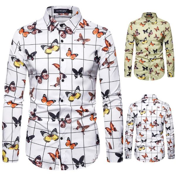 men's brand new long-sleeved butterfly print check business casual shirt camisa masculina mens dress shirts shirt men, White;black
men's brand new long-sleeved butterfly print check business casual shirt camisa masculina mens dress shirts shirt men, White;black