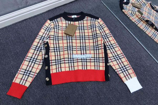 women's luxury design crew neck knitwear plaid print pullover short sweater high end girls runway stretch viscose knitted sweaters, White;black
women's luxury design crew neck knitwear plaid print pullover short sweater high end girls runway stretch viscose knitted sweaters, White;black