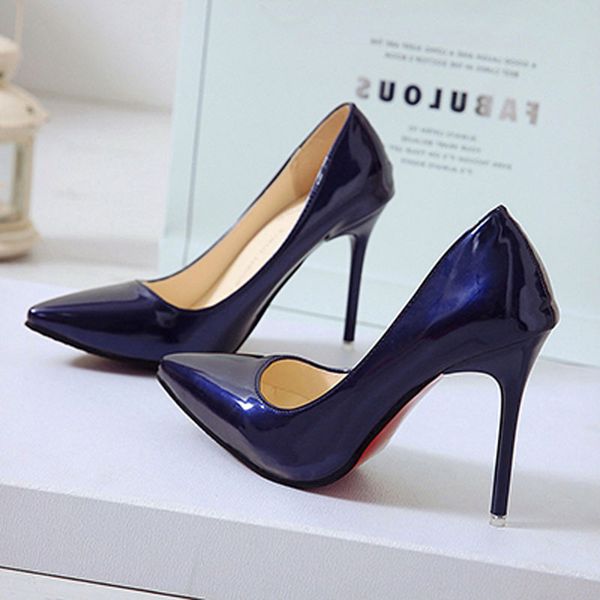new europe and america 7cm pointed high heels simple solid color small fresh and comfortable patent leather ladies work shoes, Black
new europe and america 7cm pointed high heels simple solid color small fresh and comfortable patent leather ladies work shoes, Black