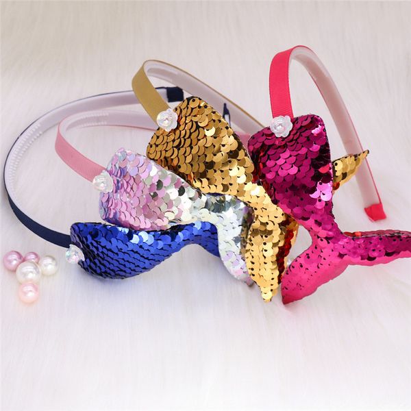 european and american fashion mermaid tail hair hoop handmade colorful sequins reflective hair accessories, Slivery;white
european and american fashion mermaid tail hair hoop handmade colorful sequins reflective hair accessories, Slivery;white