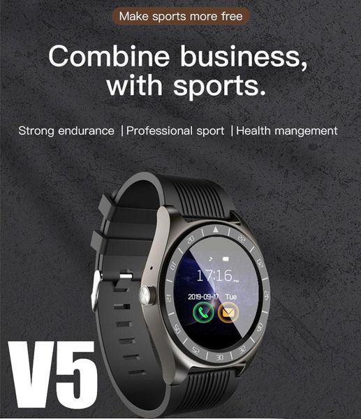 

new v5 smart watch with camera facebook whatsapp twitter sync sms men smartwatch support sim tf card for iphone xiaomi samsung phone