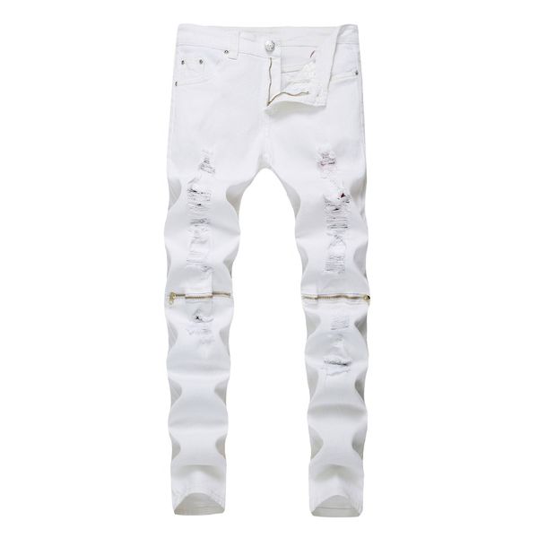 fashion spring autumn distressed denim white color knee zipper locomotive biker dance pantalon homme jeans men hombre, Blue
fashion spring autumn distressed denim white color knee zipper locomotive biker dance pantalon homme jeans men hombre, Blue