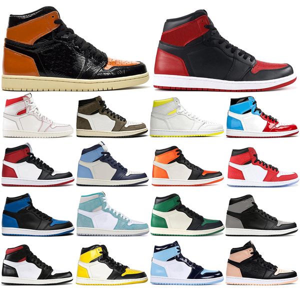 

with socksair jordan retro 2020 mens basketball shoes 1s phantom fligh 1 mocha backboard sport sneaker trainer size 36-46, White;red