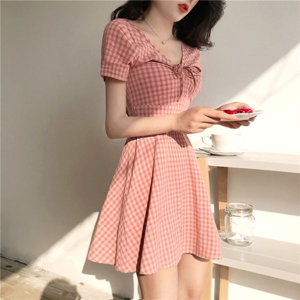 party dresses women sweet lace up slim dress short sleeve v neck summer fashion female print, White;black
party dresses women sweet lace up slim dress short sleeve v neck summer fashion female print, White;black