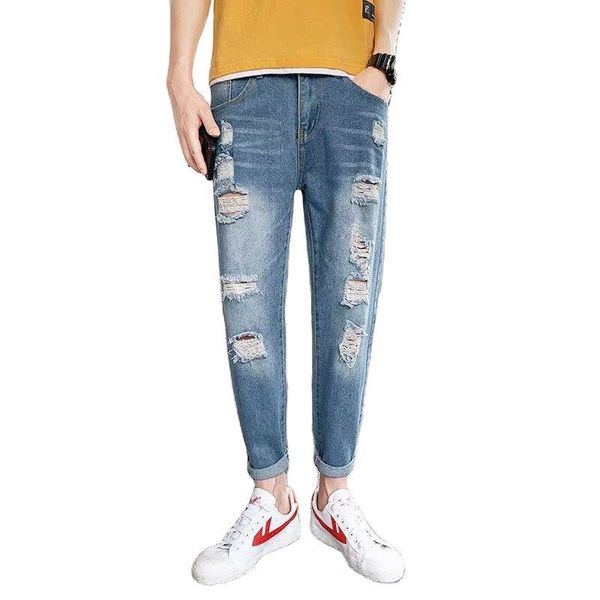 men's jeans spring autumn 2021 ripped ankle length korean slim beggar young straight blue feet pants
men's jeans spring autumn 2021 ripped ankle length korean slim beggar young straight blue feet pants