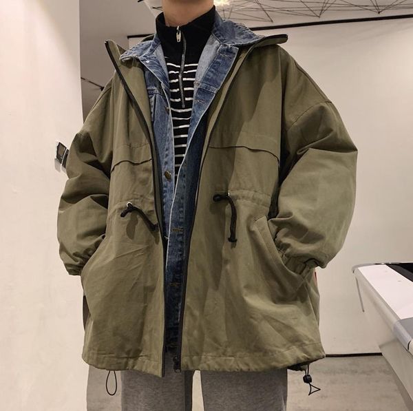 2019 new style spring and autumn couple clothes mock two-piece coat cowboy stitching jacket men's loose-fit korean-style trend, Black;brown
2019 new style spring and autumn couple clothes mock two-piece coat cowboy stitching jacket men's loose-fit korean-style trend, Black;brown