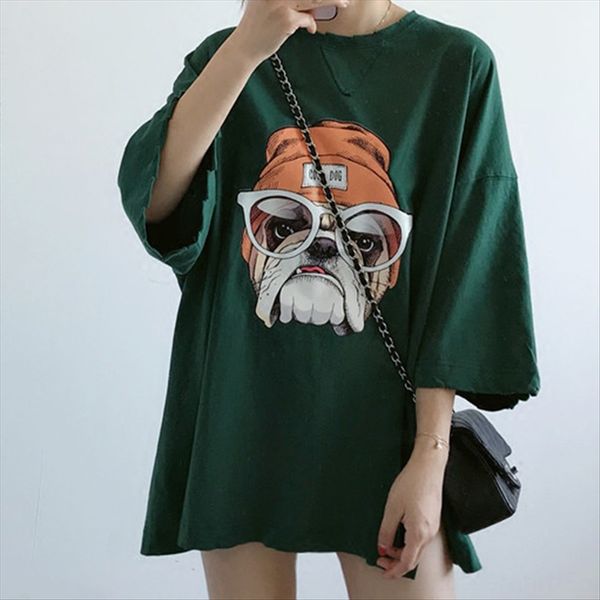 large size ins trendsetter cartoon dog pattern medium long half t-shirt cartoon dog sleeve hole loose big t-shirt female bffeng, White
large size ins trendsetter cartoon dog pattern medium long half t-shirt cartoon dog sleeve hole loose big t-shirt female bffeng, White