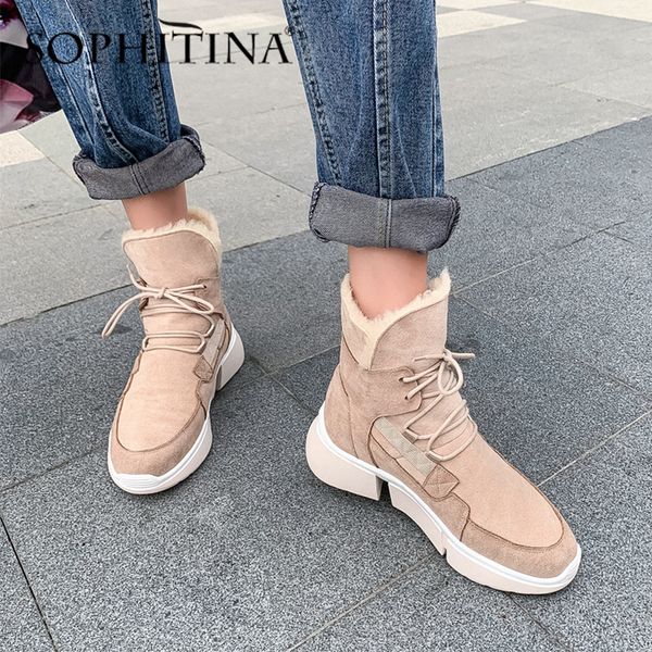 sophitina fashion snow boots cow suede comfortable lace-up round toe wedge new shoes very warm women's boots po313, Black
sophitina fashion snow boots cow suede comfortable lace-up round toe wedge new shoes very warm women's boots po313, Black