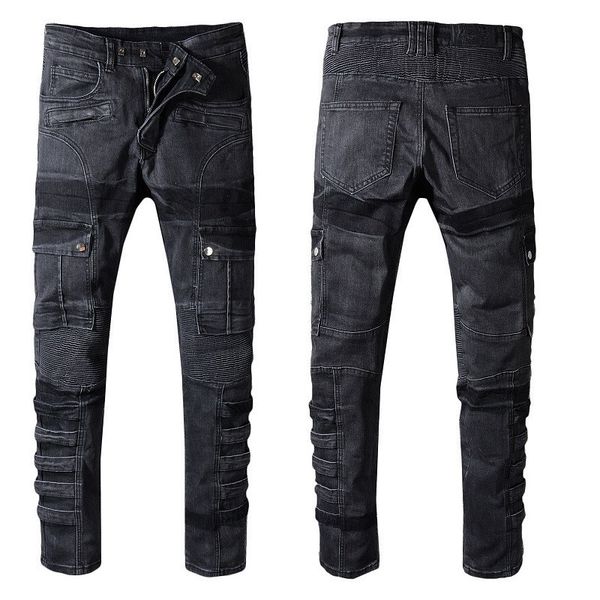 mens designer jeans fashion many bandage decoration mens pencil pants hidden button pleated luxury jeans, Blue
mens designer jeans fashion many bandage decoration mens pencil pants hidden button pleated luxury jeans, Blue