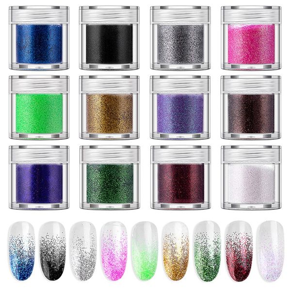 12 colors shiny 3d nail art glitter powder thin sequins white black gold dust nail tips pigment manicure decoration accessories f584, Silver;gold
12 colors shiny 3d nail art glitter powder thin sequins white black gold dust nail tips pigment manicure decoration accessories f584, Silver;gold
