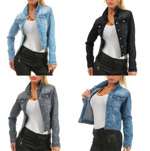 spring womens slim fashion jackets jean solid washed short ladies coats lapel neck single breasted female outerwears, Black;brown
spring womens slim fashion jackets jean solid washed short ladies coats lapel neck single breasted female outerwears, Black;brown