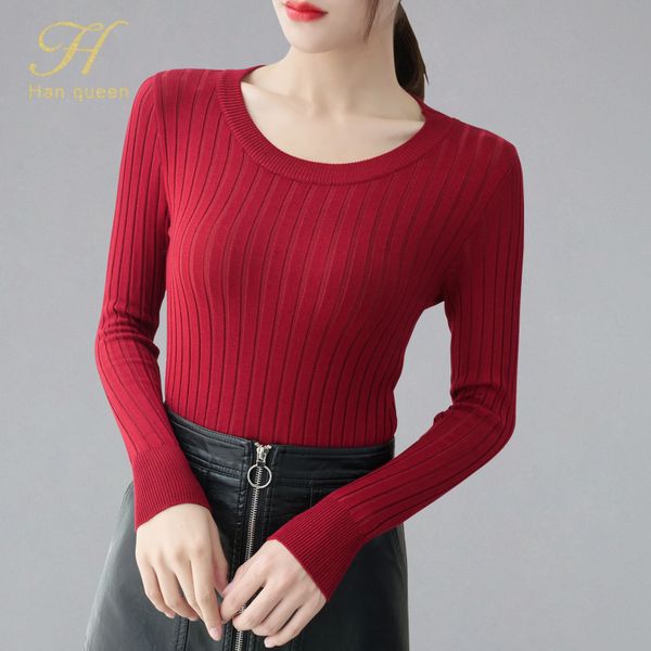 h han queen soft sweater women fashion 2019 autumn winter women knitted pullovers long sleeve jumper pull femme clothing, White;black
h han queen soft sweater women fashion 2019 autumn winter women knitted pullovers long sleeve jumper pull femme clothing, White;black