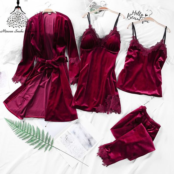 4pcs nightdress women sleepwear pajama sets gold velvet pyjama femme warm winter nightgown home nightdress l xl nightwear, Blue;gray
4pcs nightdress women sleepwear pajama sets gold velvet pyjama femme warm winter nightgown home nightdress l xl nightwear, Blue;gray