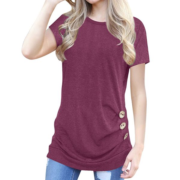 women's t-shirt 2021 fashion summer loose casual women female short sleeve tees button t shirts open side tumblr, White
women's t-shirt 2021 fashion summer loose casual women female short sleeve tees button t shirts open side tumblr, White