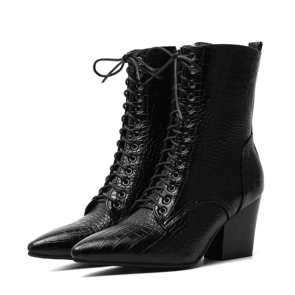 fashion womens lace-up boots girls ladies wild comfortable leather pointed toe thick heel shoe ankle boots booties female, Black
fashion womens lace-up boots girls ladies wild comfortable leather pointed toe thick heel shoe ankle boots booties female, Black