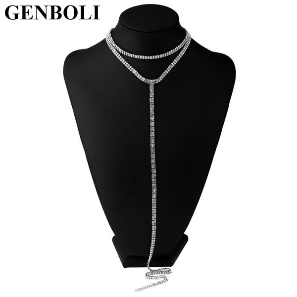 long necklace rhinestone-encrusted double layered choker necklace full set with rhinestone with a long chain-pendant, Silver
long necklace rhinestone-encrusted double layered choker necklace full set with rhinestone with a long chain-pendant, Silver
