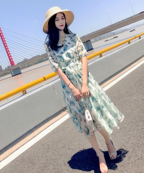 women blue pattern printed drawstring long dress new v-neck short sleeve loose fit fashion tide spring summer, Black;gray
women blue pattern printed drawstring long dress new v-neck short sleeve loose fit fashion tide spring summer, Black;gray